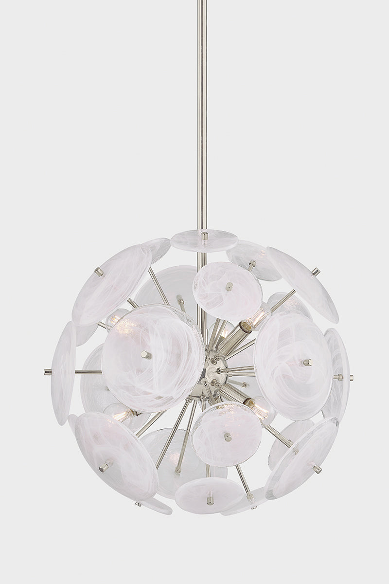 Mitzi by Hudson Valley Lighting Tamara 6-Light Chandelier in Polished Nickel, detail view 3