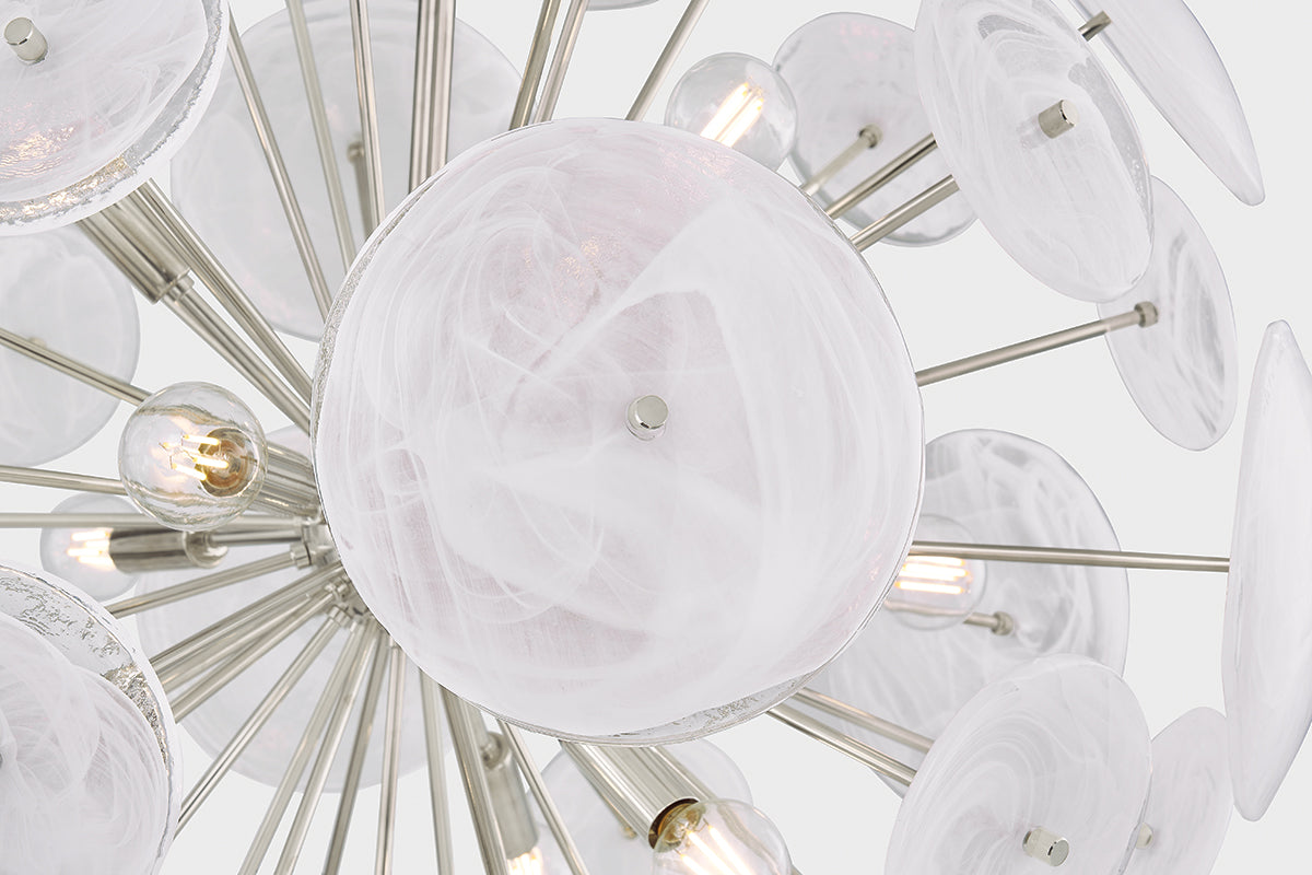 Mitzi by Hudson Valley Lighting Tamara 9-Light Chandelier in Polished Nickel, detail view 6
