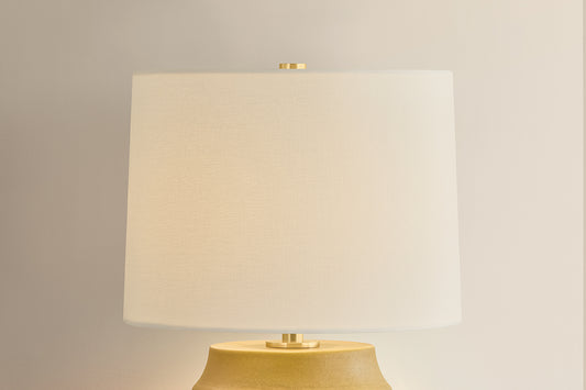 Mitzi by Hudson Valley Lighting Teneece Table Lamp in Aged Brass / Ceramic Toasted Caramel, detail view 1