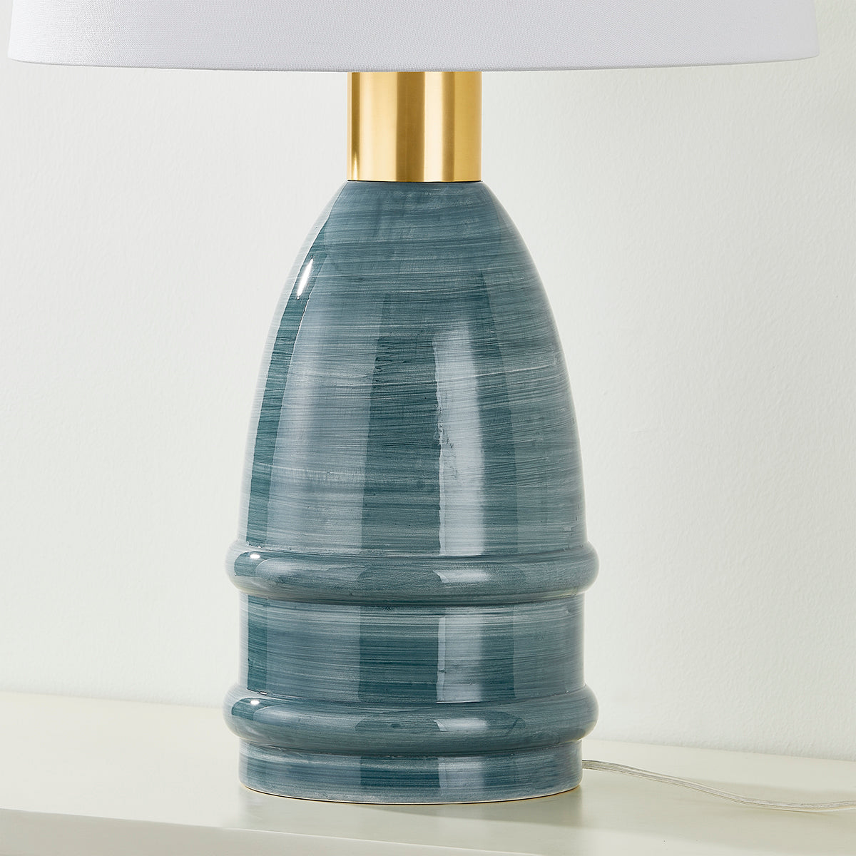 Mitzi by Hudson Valley Lighting Tenley Table Lamp in Aged Brass / Ceramic Inchyra Blue, detail view 1