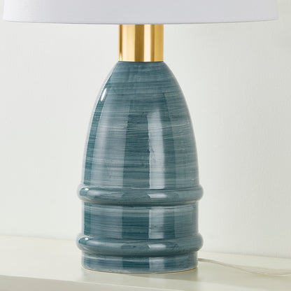 Mitzi by Hudson Valley Lighting Tenley Table Lamp in Aged Brass / Ceramic Inchyra Blue, detail view 1
