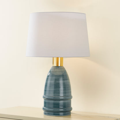 Mitzi by Hudson Valley Lighting Tenley Table Lamp in Aged Brass / Ceramic Inchyra Blue, detail view 4