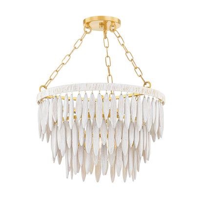 Mitzi by Hudson Valley Lighting Tiffany 1-Light Chandelier in Aged Brass / Textured Cream
