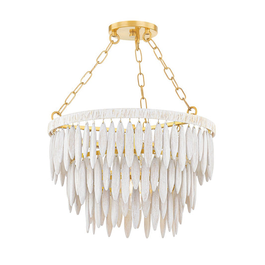 Mitzi by Hudson Valley Lighting Tiffany 1-Light Chandelier in Aged Brass / Textured Cream