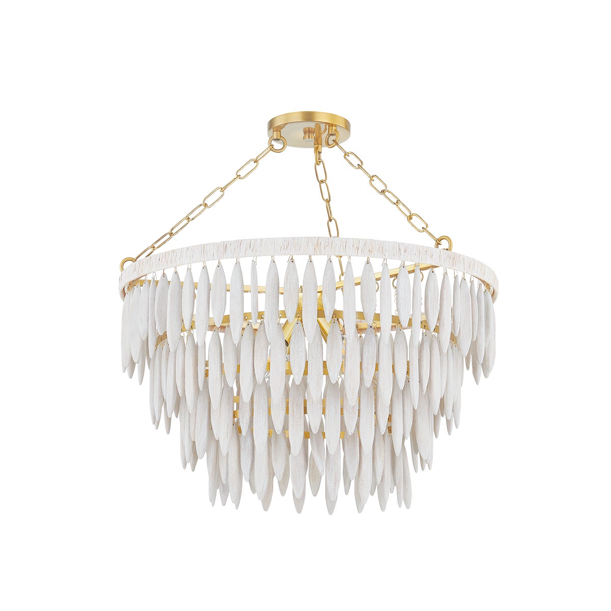 Mitzi by Hudson Valley Lighting Tiffany 4-Light Chandelier in Aged Brass / Textured Cream