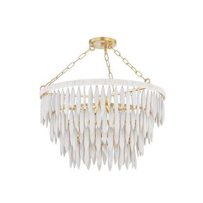 Mitzi by Hudson Valley Lighting Tiffany 4-Light Chandelier in Aged Brass / Textured Cream