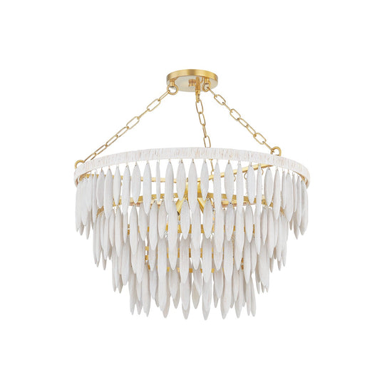 Mitzi by Hudson Valley Lighting Tiffany 4-Light Chandelier in Aged Brass / Textured Cream