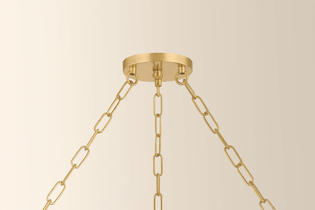 Mitzi by Hudson Valley Lighting Tiffany 5-Light Chandelier in Aged Brass, detail view 1