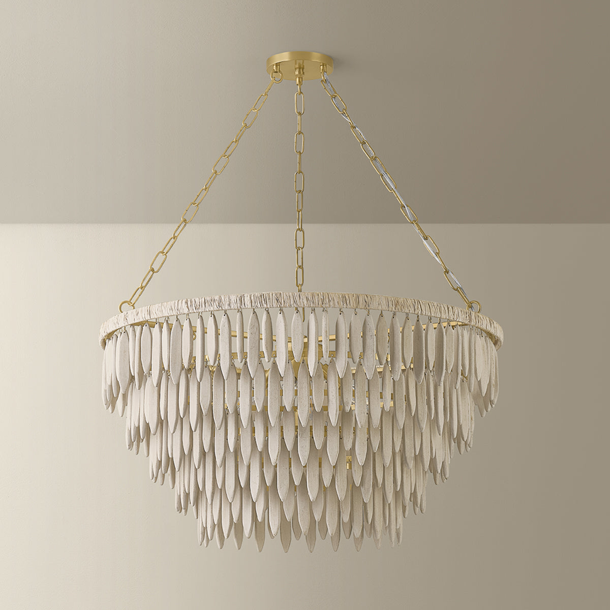 Mitzi by Hudson Valley Lighting Tiffany 5-Light Chandelier in Aged Brass, detail view 2