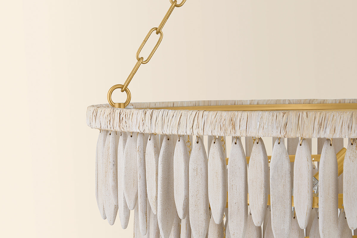 Mitzi by Hudson Valley Lighting Tiffany 5-Light Chandelier in Aged Brass, detail view 3