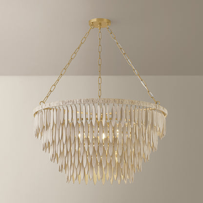 Mitzi by Hudson Valley Lighting Tiffany 5-Light Chandelier in Aged Brass, detail view 4