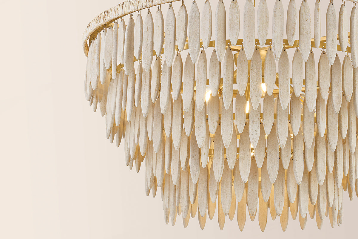 Mitzi by Hudson Valley Lighting Tiffany 5-Light Chandelier in Aged Brass, detail view 5