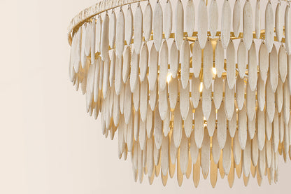 Mitzi by Hudson Valley Lighting Tiffany 5-Light Chandelier in Aged Brass, detail view 5