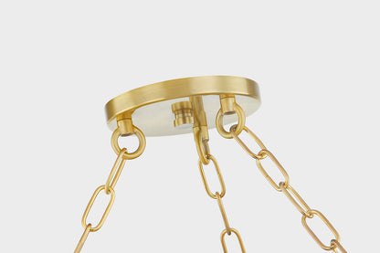 Mitzi by Hudson Valley Lighting Tiffany 1-Light Chandelier in Aged Brass / Textured Cream, detail view 2