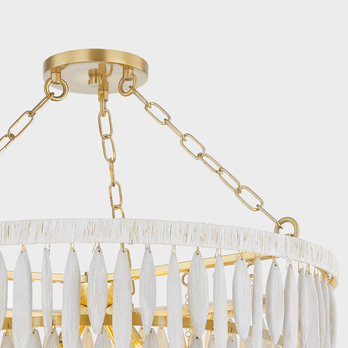Mitzi by Hudson Valley Lighting Tiffany 4-Light Chandelier in Aged Brass / Textured Cream, detail view 2