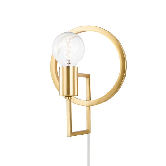 Mitzi by Hudson Valley Lighting Tory Plug-In Wall Sconce in Aged Brass
