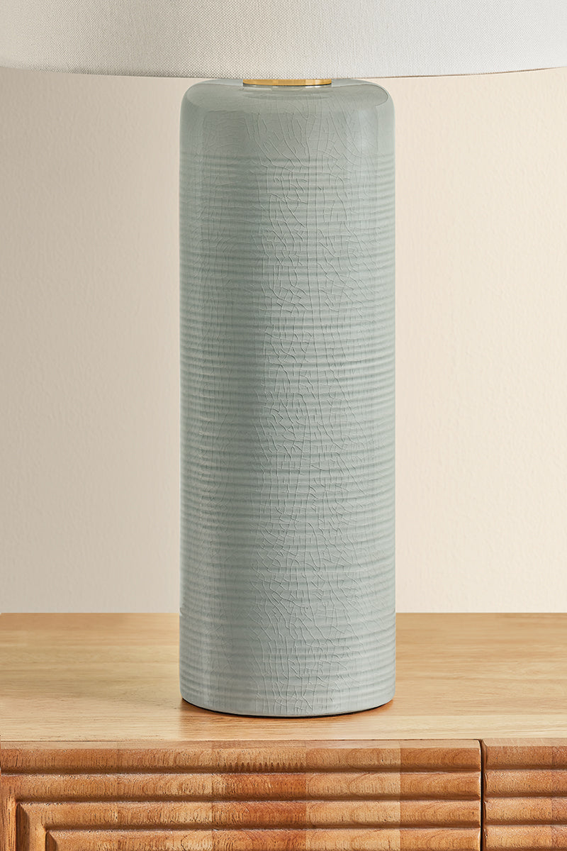 Mitzi by Hudson Valley Lighting Tuva Table Lamp in Aged Brass / Ceramic Silver Lake, detail view 3
