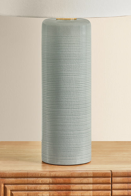 Mitzi by Hudson Valley Lighting Tuva Table Lamp in Aged Brass / Ceramic Silver Lake, detail view 3