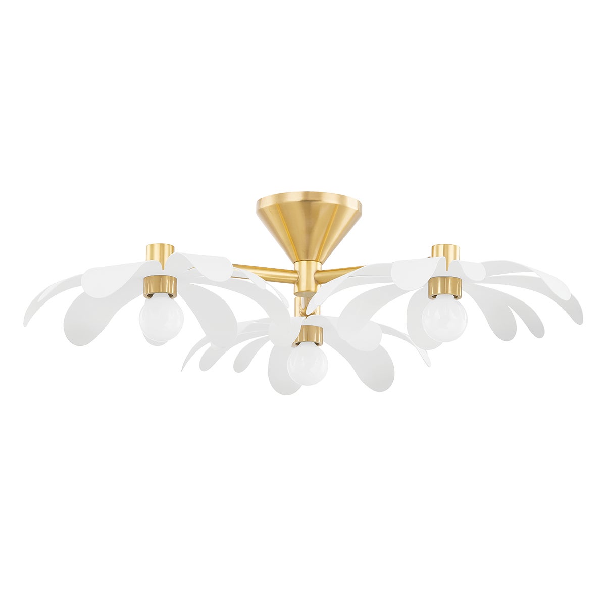 Mitzi by Hudson Valley Lighting Twiggy Semi-Flush Mount in Aged Brass / Textured White