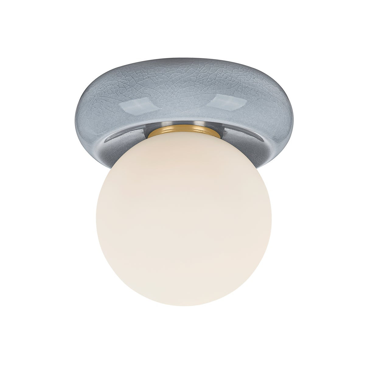 Mitzi by Hudson Valley Lighting Tyra Flush Mount in Aged Brass / Ceramic Frost Crackle