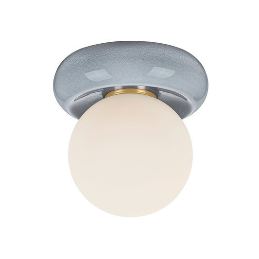 Mitzi by Hudson Valley Lighting Tyra Flush Mount in Aged Brass / Ceramic Frost Crackle