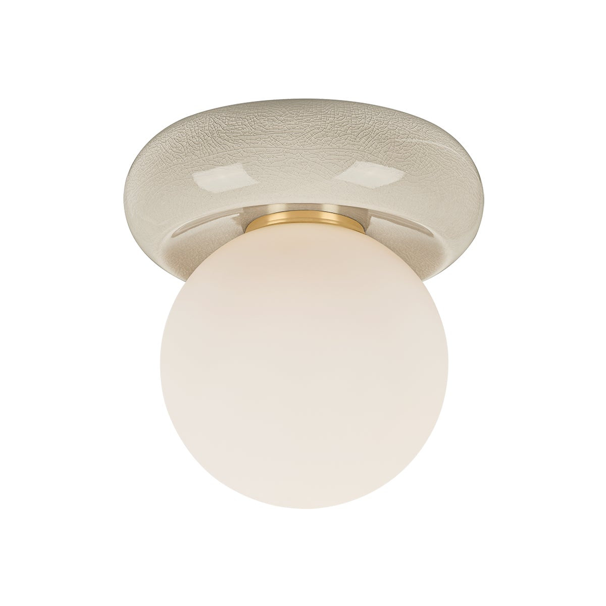 Mitzi by Hudson Valley Lighting Tyra Flush Mount in Aged Brass / Ceramic Ivory Crackle