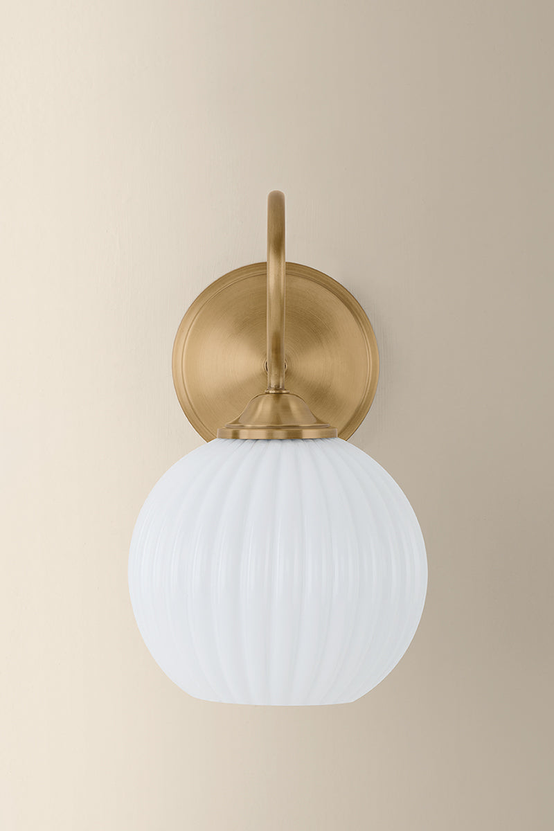 Mitzi by Hudson Valley Lighting Vida Wall Sconce in Patina Brass, detail view 1