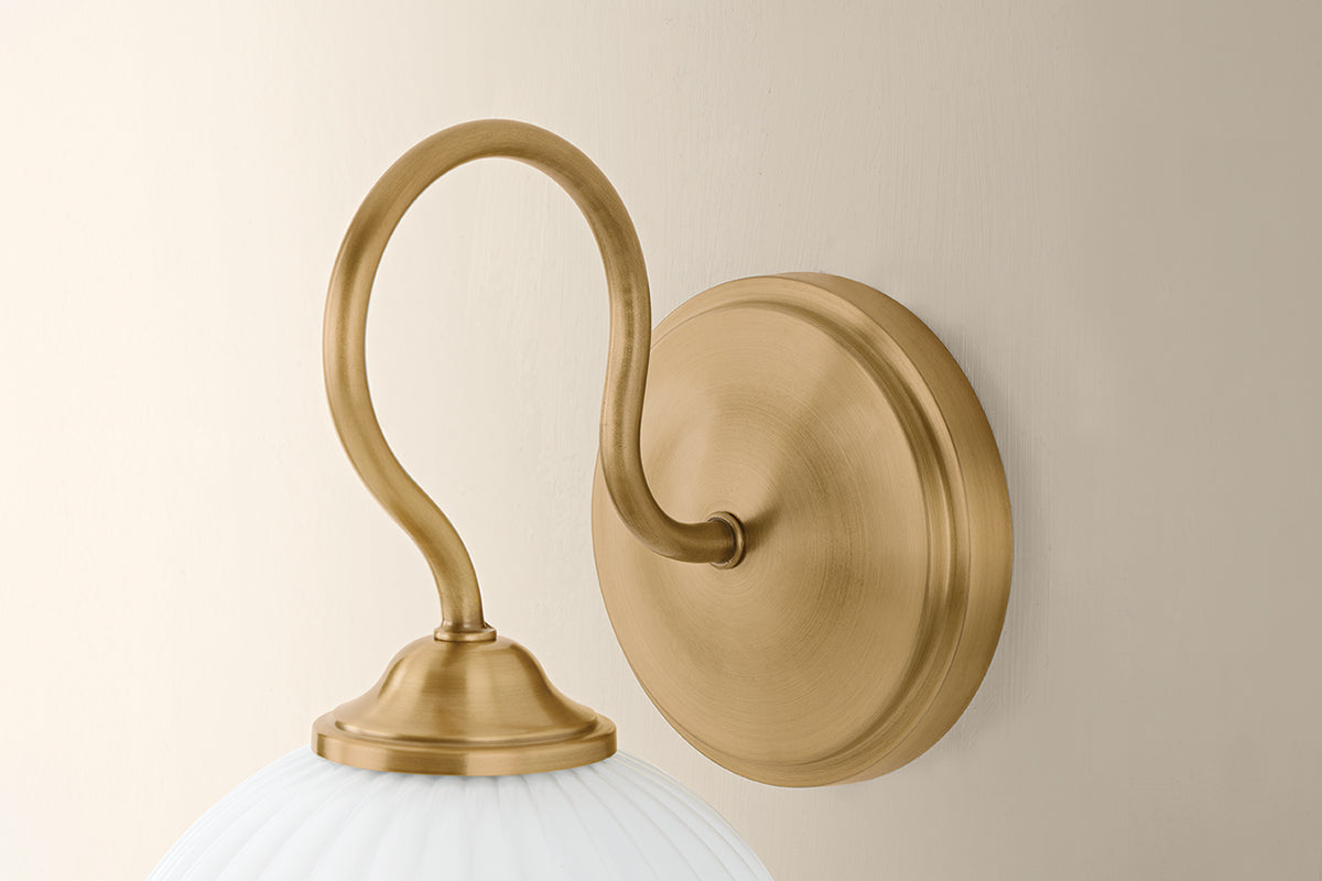 Mitzi by Hudson Valley Lighting Vida Wall Sconce in Patina Brass, detail view 3