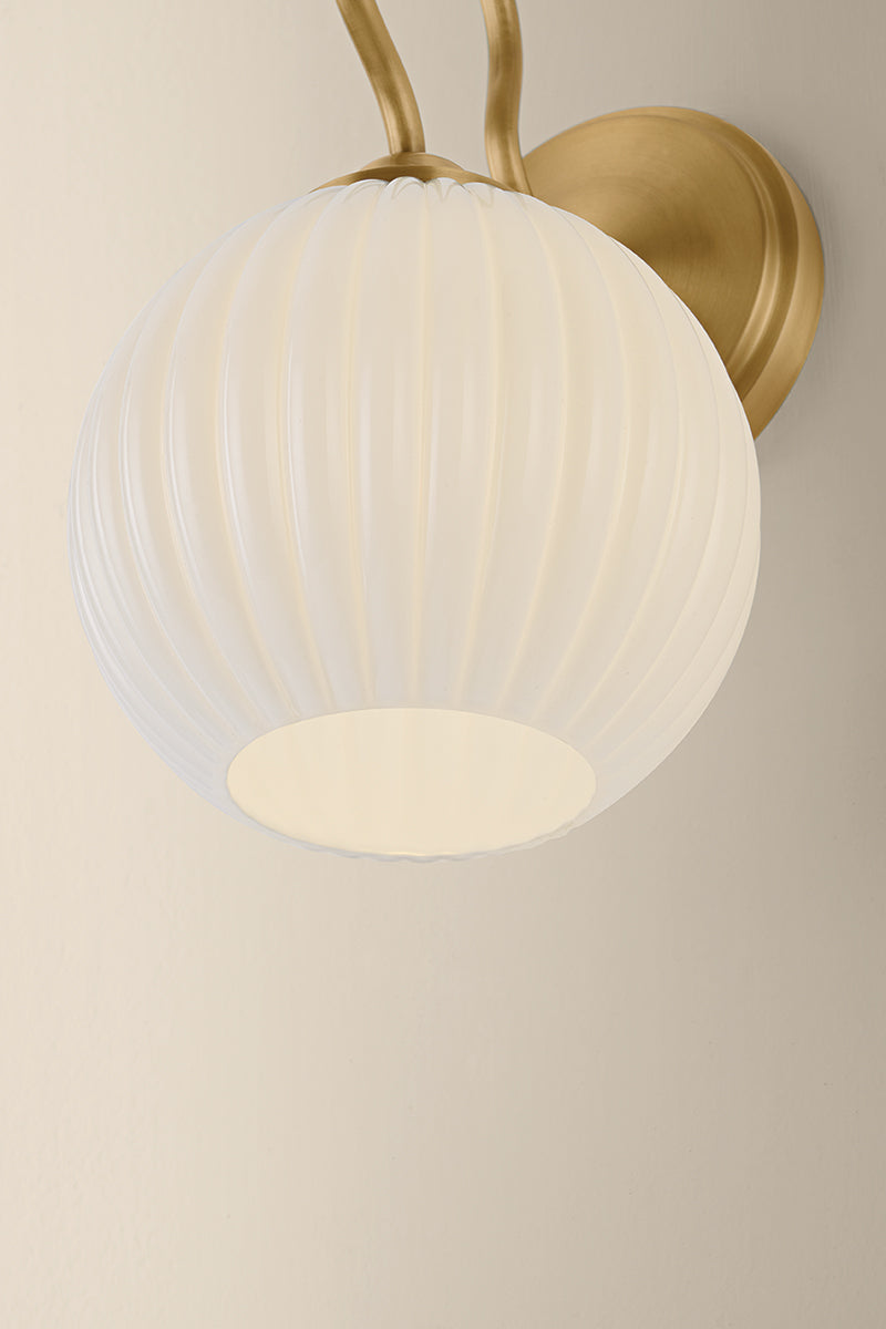 Mitzi by Hudson Valley Lighting Vida Wall Sconce in Patina Brass, detail view 5