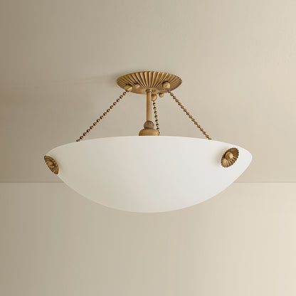 Mitzi by Hudson Valley Lighting Vivienne Semi-Flush Mount in Patina Brass / Matte Cloud, detail view 2
