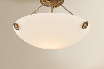 Mitzi by Hudson Valley Lighting Vivienne Semi-Flush Mount in Patina Brass / Matte Cloud, detail view 3