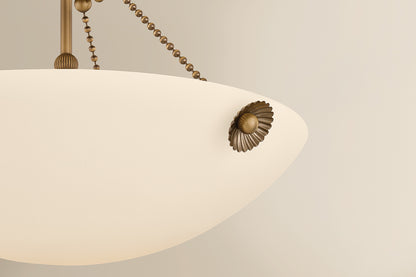 Mitzi by Hudson Valley Lighting Vivienne Semi-Flush Mount in Patina Brass / Matte Cloud, detail view 6