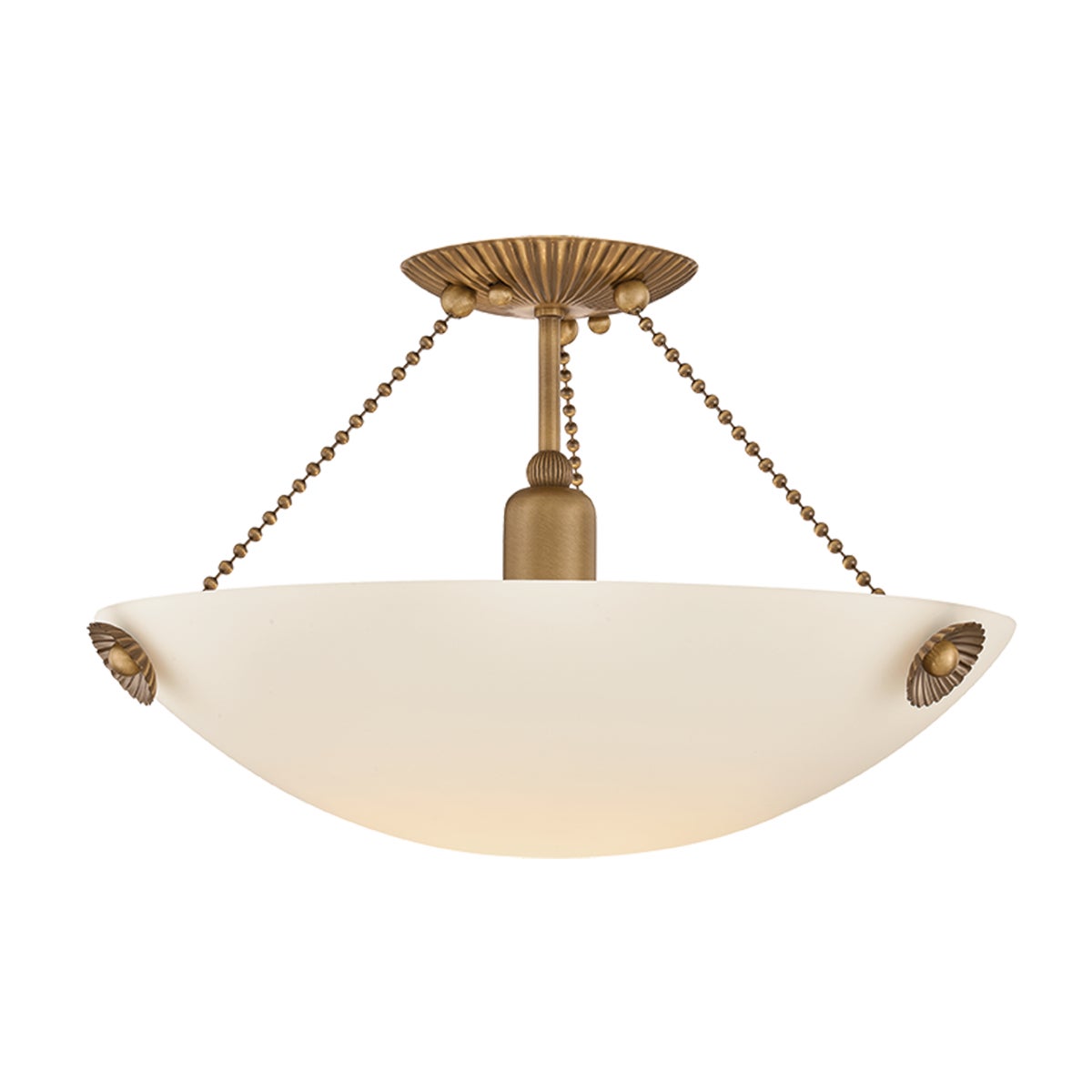Mitzi by Hudson Valley Lighting Vivienne Semi-Flush Mount in Patina Brass / Matte Cloud