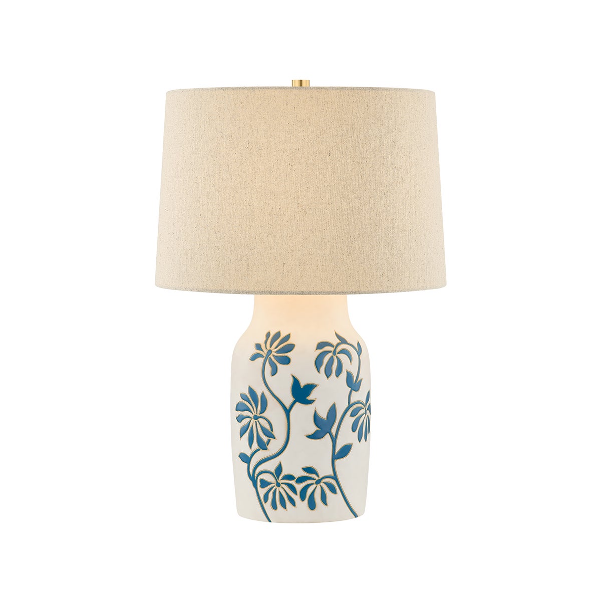 Mitzi by Hudson Valley Lighting Yazmeen Table Lamp in Aged Brass / Ceramic Whitney Floral