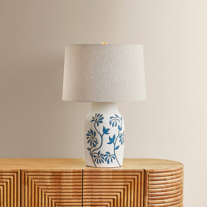 Mitzi by Hudson Valley Lighting Yazmeen Table Lamp in Aged Brass / Ceramic Whitney Floral, detail view 2
