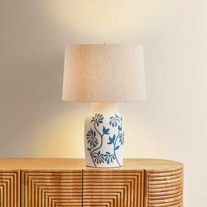 Mitzi by Hudson Valley Lighting Yazmeen Table Lamp in Aged Brass / Ceramic Whitney Floral, detail view 4
