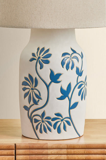 Mitzi by Hudson Valley Lighting Yazmeen Table Lamp in Aged Brass / Ceramic Whitney Floral, detail view 5