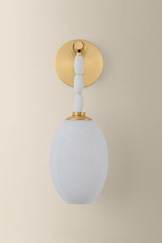 Mitzi by Hudson Valley Lighting Yolanda Wall Sconce in Aged Brass, detail view 1