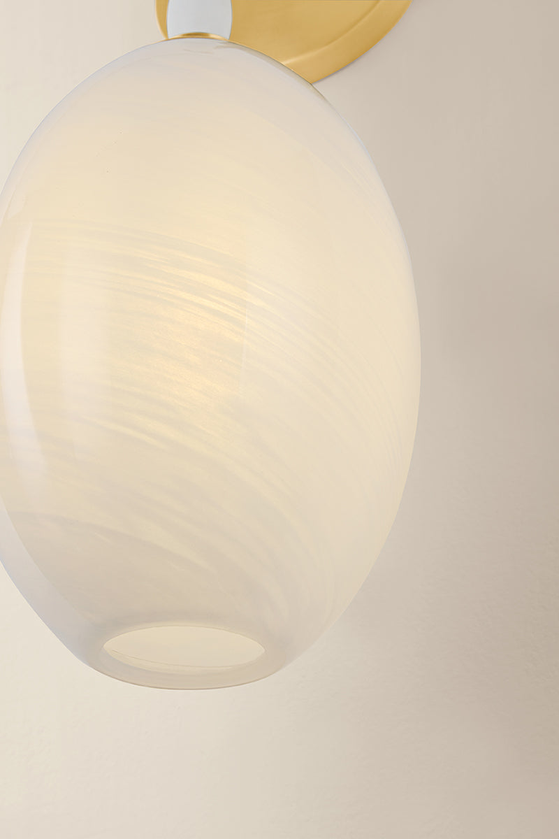 Mitzi by Hudson Valley Lighting Yolanda Wall Sconce in Aged Brass, detail view 5