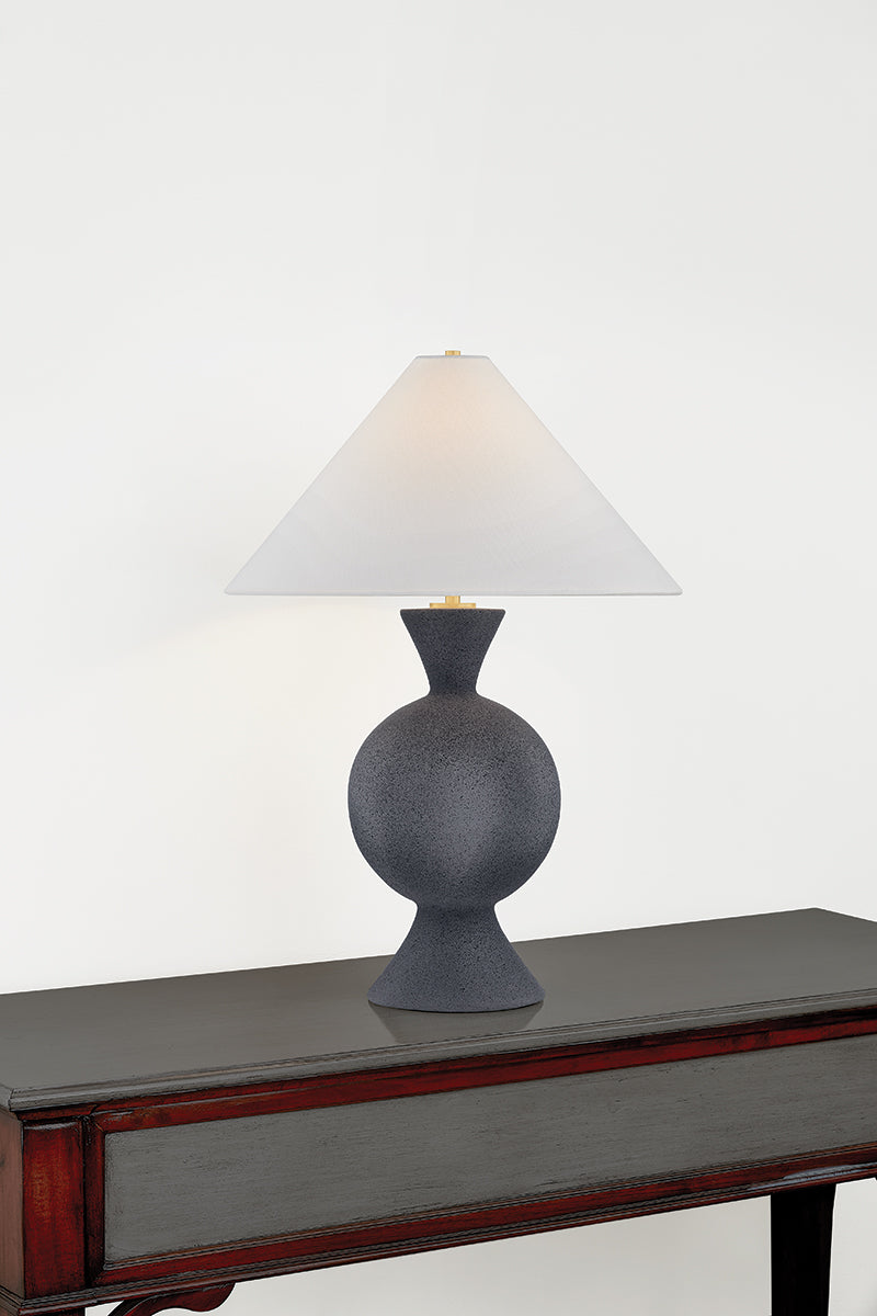 Mitzi by Hudson Valley Lighting Zadeh Table Lamp in Aged Brass / Ceramic Pale Midnight, detail view 1