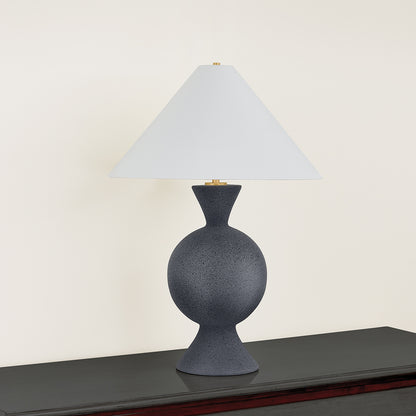 Mitzi by Hudson Valley Lighting Zadeh Table Lamp in Aged Brass / Ceramic Pale Midnight, detail view 2