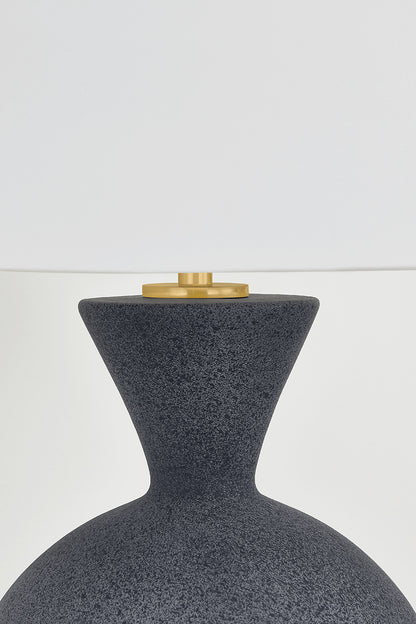 Mitzi by Hudson Valley Lighting Zadeh Table Lamp in Aged Brass / Ceramic Pale Midnight, detail view 5