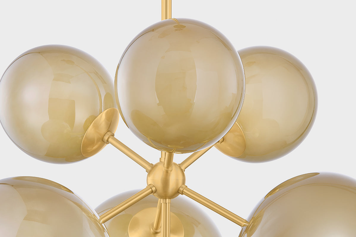 Mitzi by Hudson Valley Lighting Zaley Chandelier in Aged Brass, detail view 3