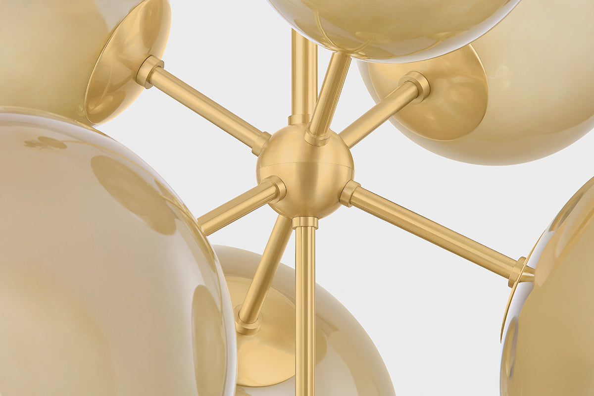 Mitzi by Hudson Valley Lighting Zaley Chandelier in Aged Brass, detail view 5