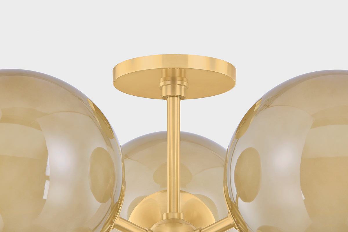 Mitzi by Hudson Valley Lighting Zaley Semi-Flush Mount in Aged Brass, detail view 1