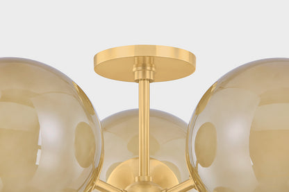 Mitzi by Hudson Valley Lighting Zaley Semi-Flush Mount in Aged Brass, detail view 1