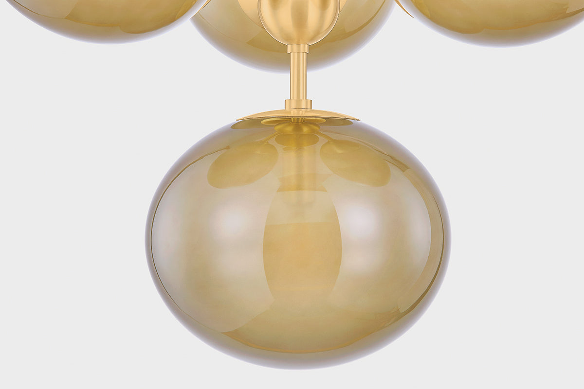 Mitzi by Hudson Valley Lighting Zaley Semi-Flush Mount in Aged Brass, detail view 5