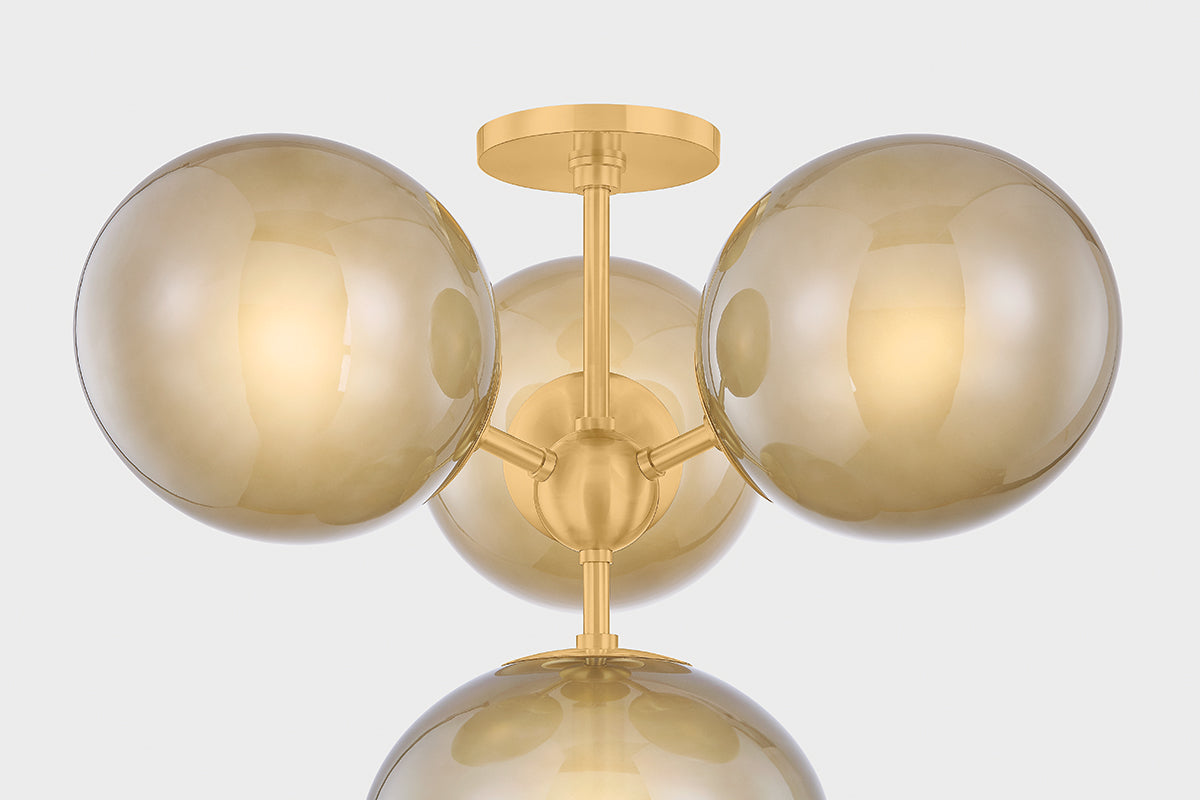 Mitzi by Hudson Valley Lighting Zaley Semi-Flush Mount in Aged Brass, detail view 6