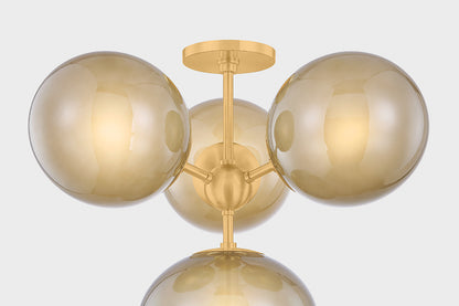 Mitzi by Hudson Valley Lighting Zaley Semi-Flush Mount in Aged Brass, detail view 6