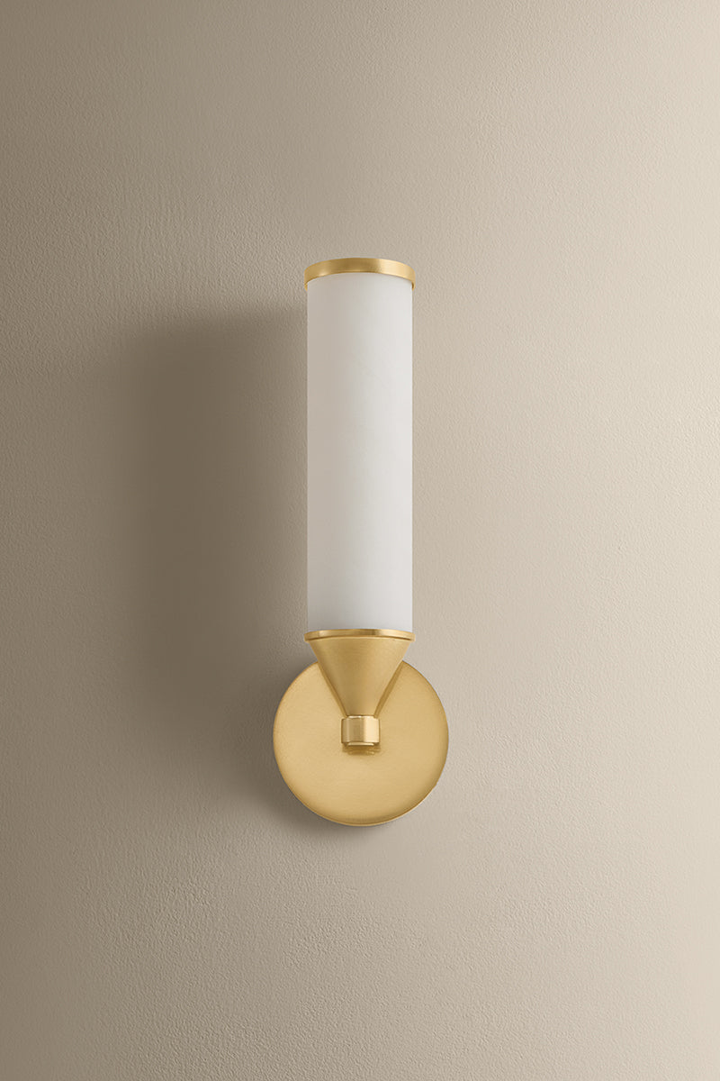 Mitzi by Hudson Valley Lighting Zinnia 1-Light Wall Sconce in Aged Brass, detail view 1